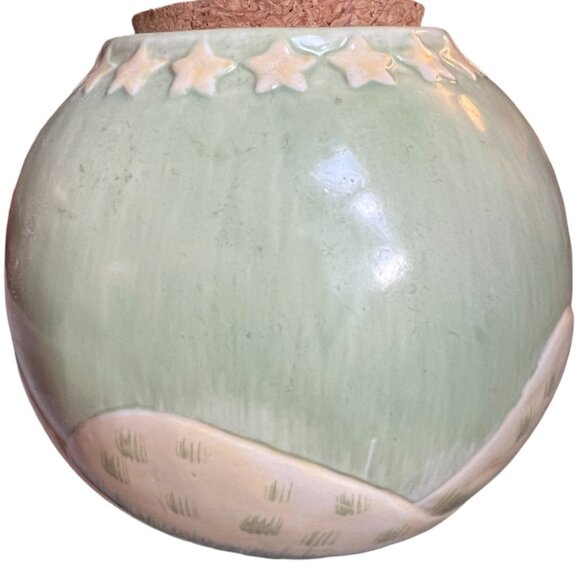 Stoneware Country HOPE Jar Patriotic American Flag Stars Grass Sky 3.75" t x 4.5 - Picture 7 of 15